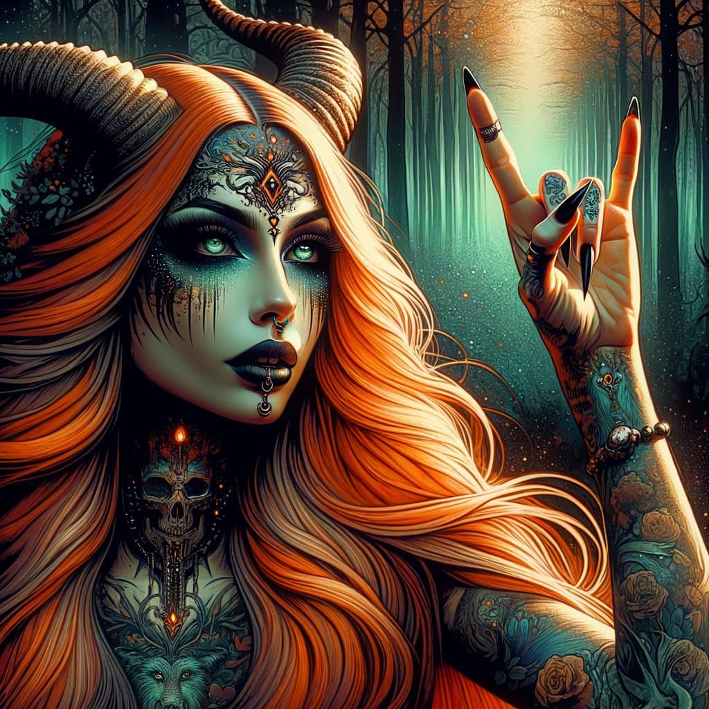 Majestic Metal Girl in Ethereal Gothic Comic Style