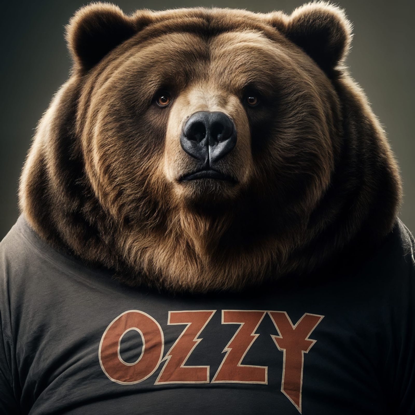 Sarcastic Kodiak Bear Portrait with Ozzy T-Shirt