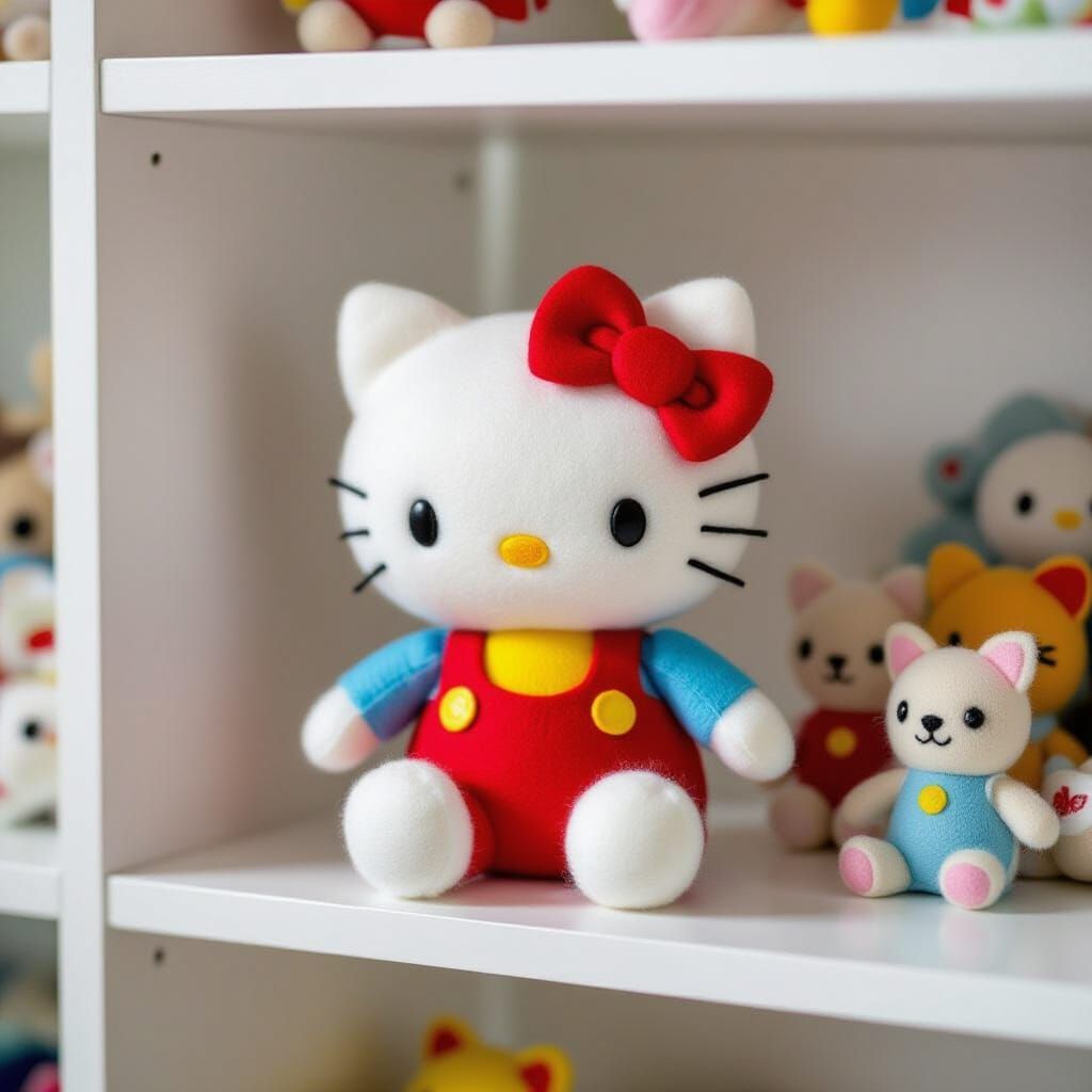 Felt Hello Kitty on Toy Shelf