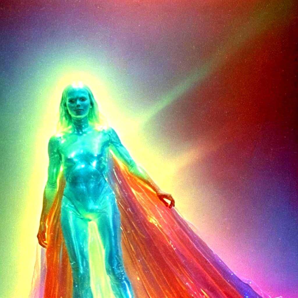 Iridescent Humanoid Figure in High Strangeness