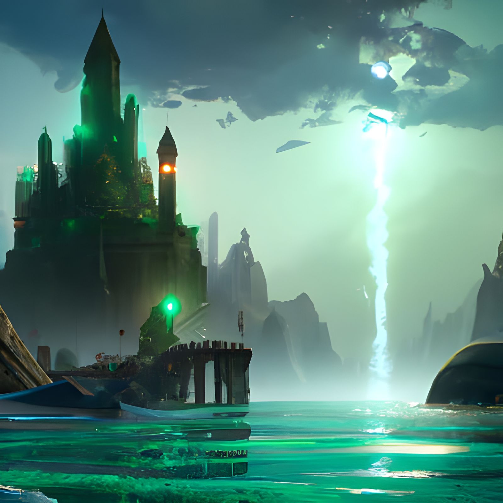 Aurora Over Divine City by Deep Green Ocean
