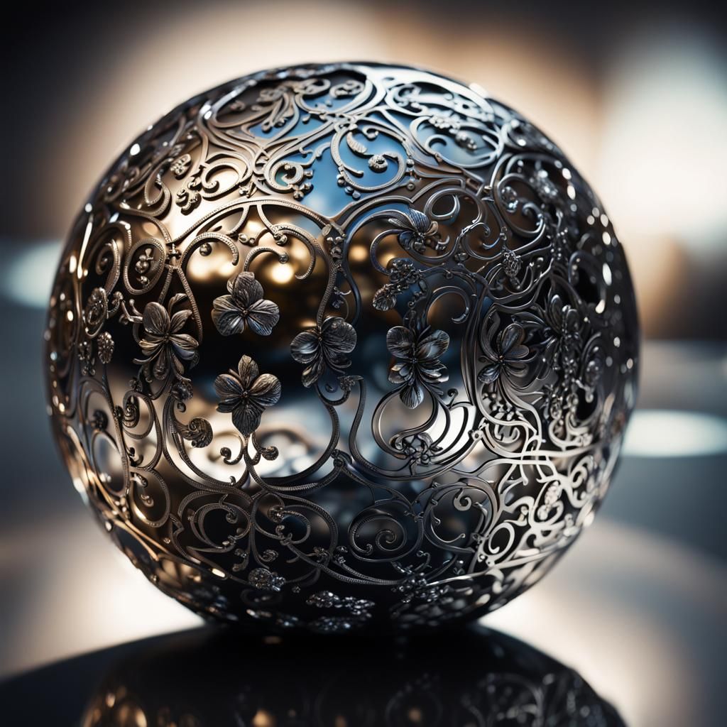 Polished Steel Orb in Hyper-Realistic Product Photography