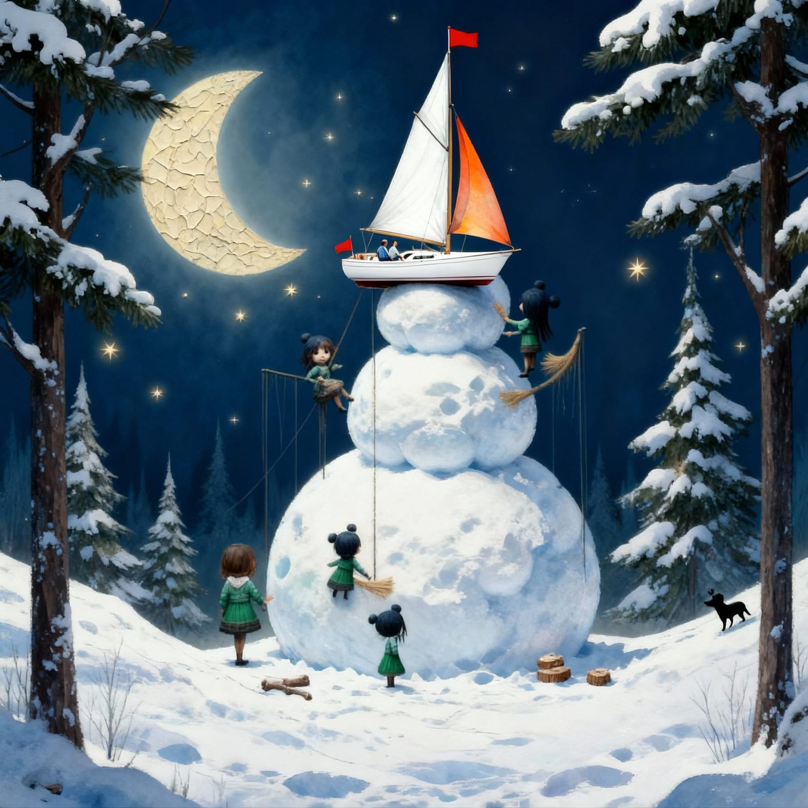 Yacht Appears on Top of Snowman