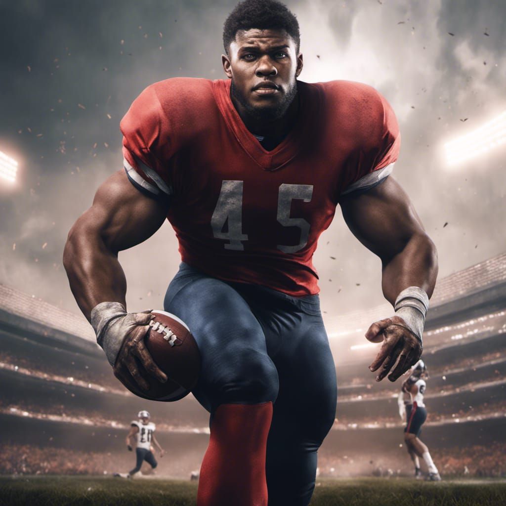 Muscular College Football Player in Detailed Digital Art