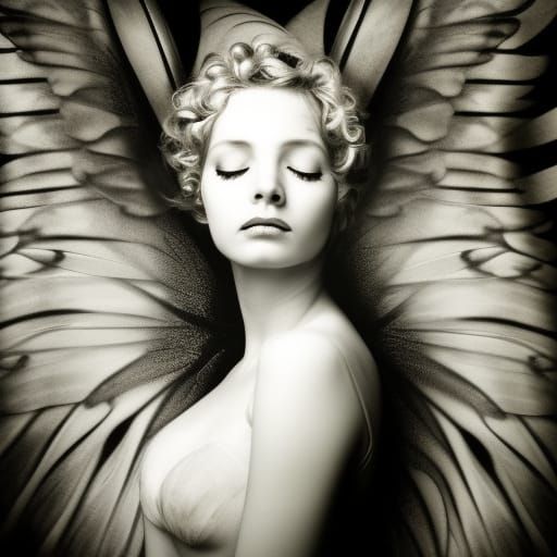 Fairy Angel,butterfly   Infrared black and white photography...