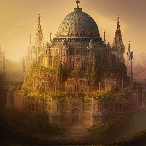 Sacred City Inside a Jar: Detailed Matte Painting