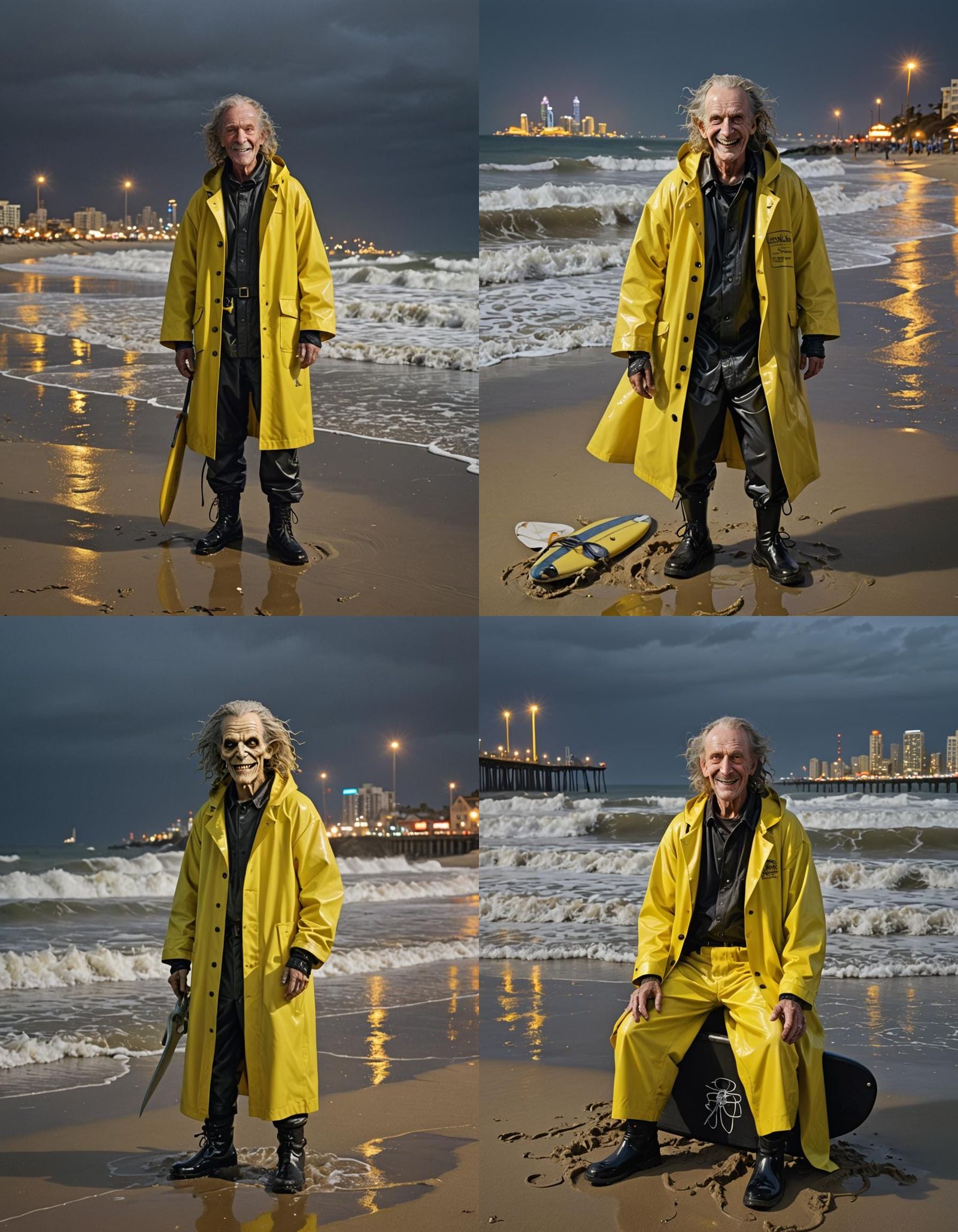 Grim Reaper's Beach Day in Colorful Lighting