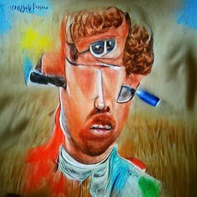 Picasso-esque Portrait in Oil Pastels