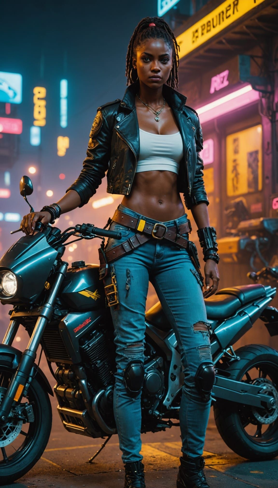 Cyberpunk Pirate: A Muscular Woman of the Future