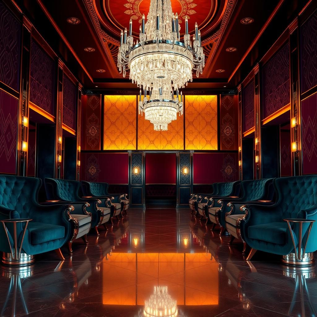 Opulent Art Deco Interior with Hyperrealistic Textures