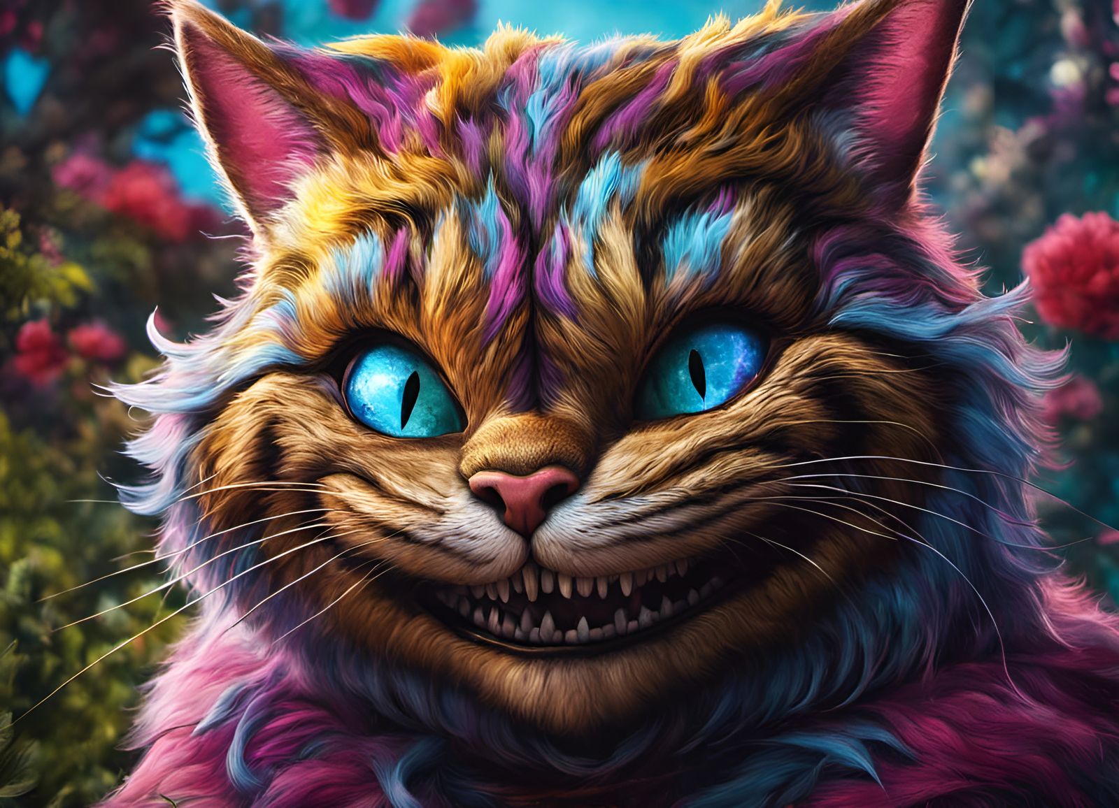 Cheshire Cat in Wonderland: Hyperrealistic Art