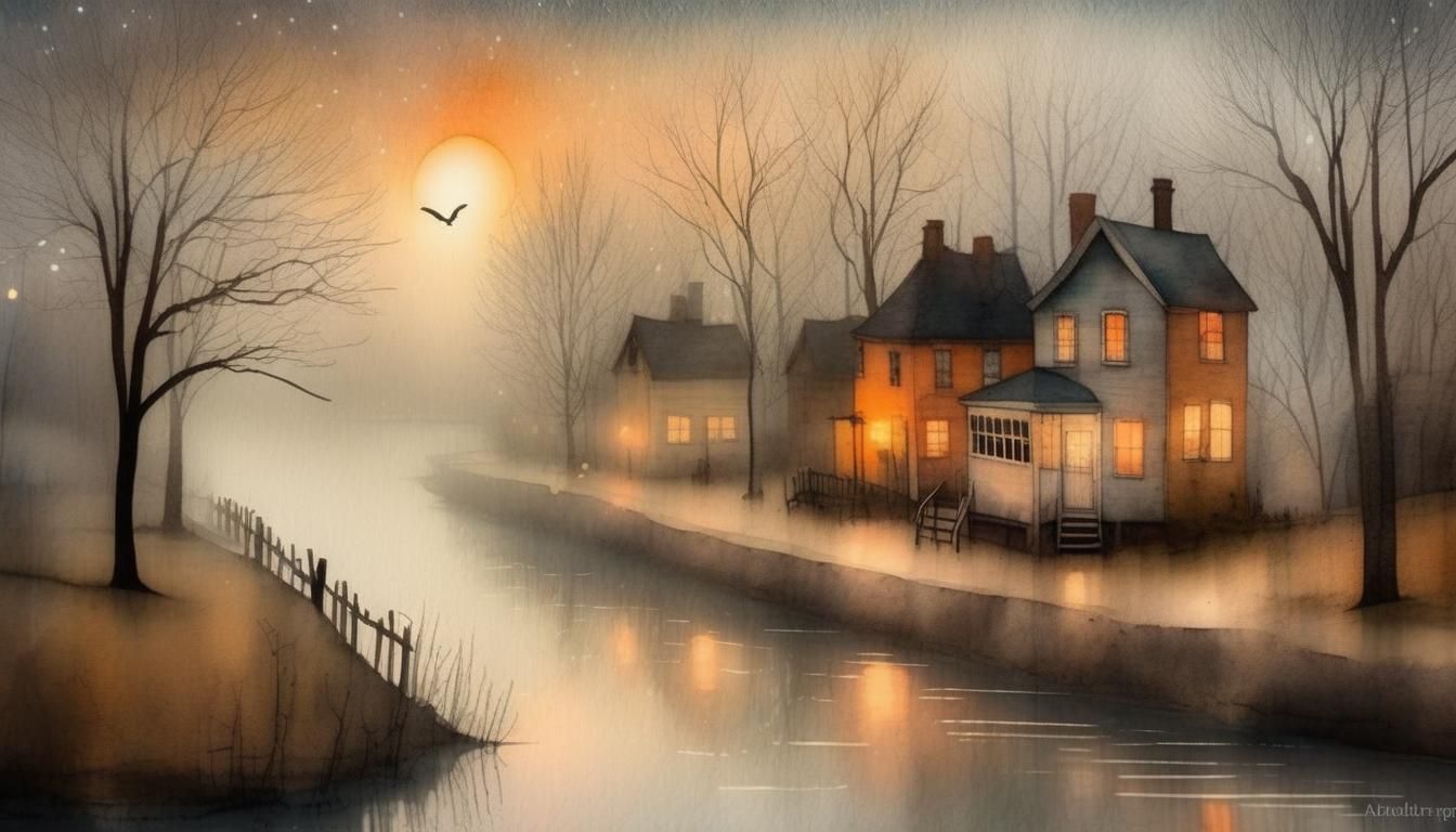 A Victorian Village Under Starlight