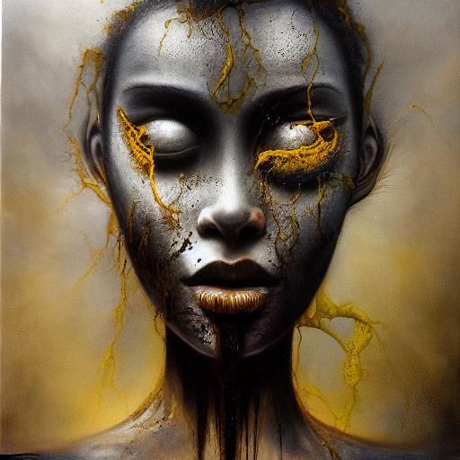 Ethereal Horror Portrait in Beksiński Style