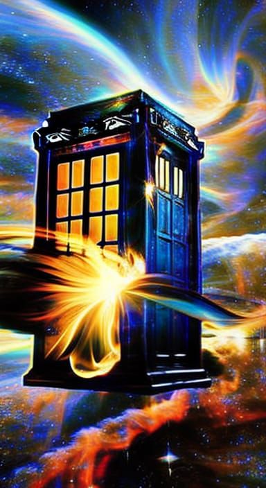 TARDIS Soaring Through Space: Hyperrealistic Rendering