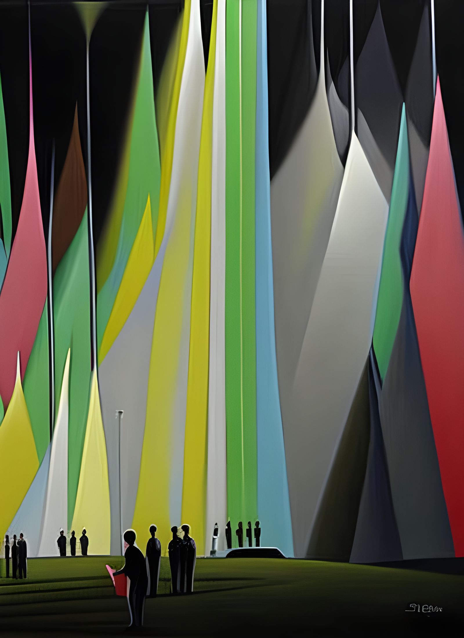 Chaotic Flags: A Hyperreal Kandinsky-esque Painting