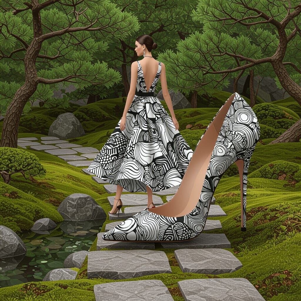 Zen Garden High Heel Shoe Fashion Art
