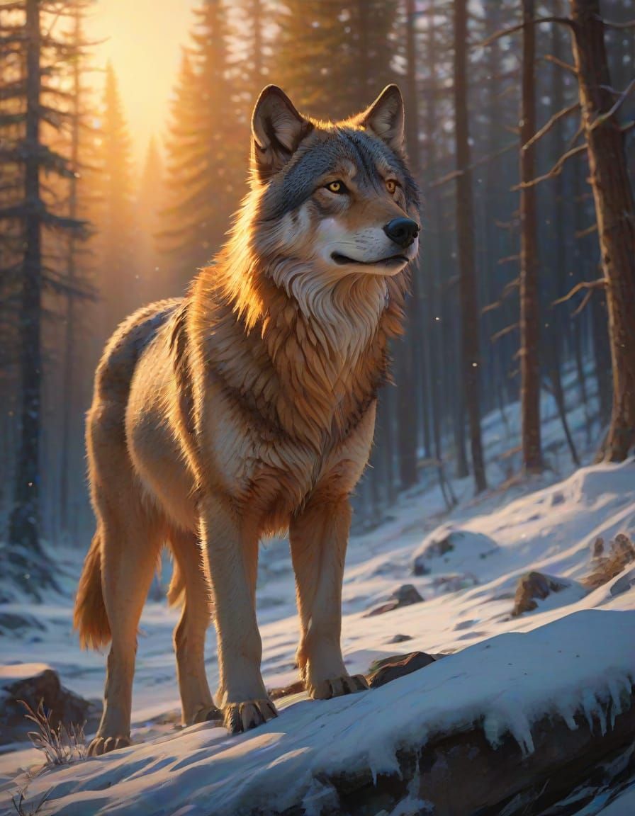 Epic Impressionist Wolf-Dragon Hybrid Gouache Masterpiece