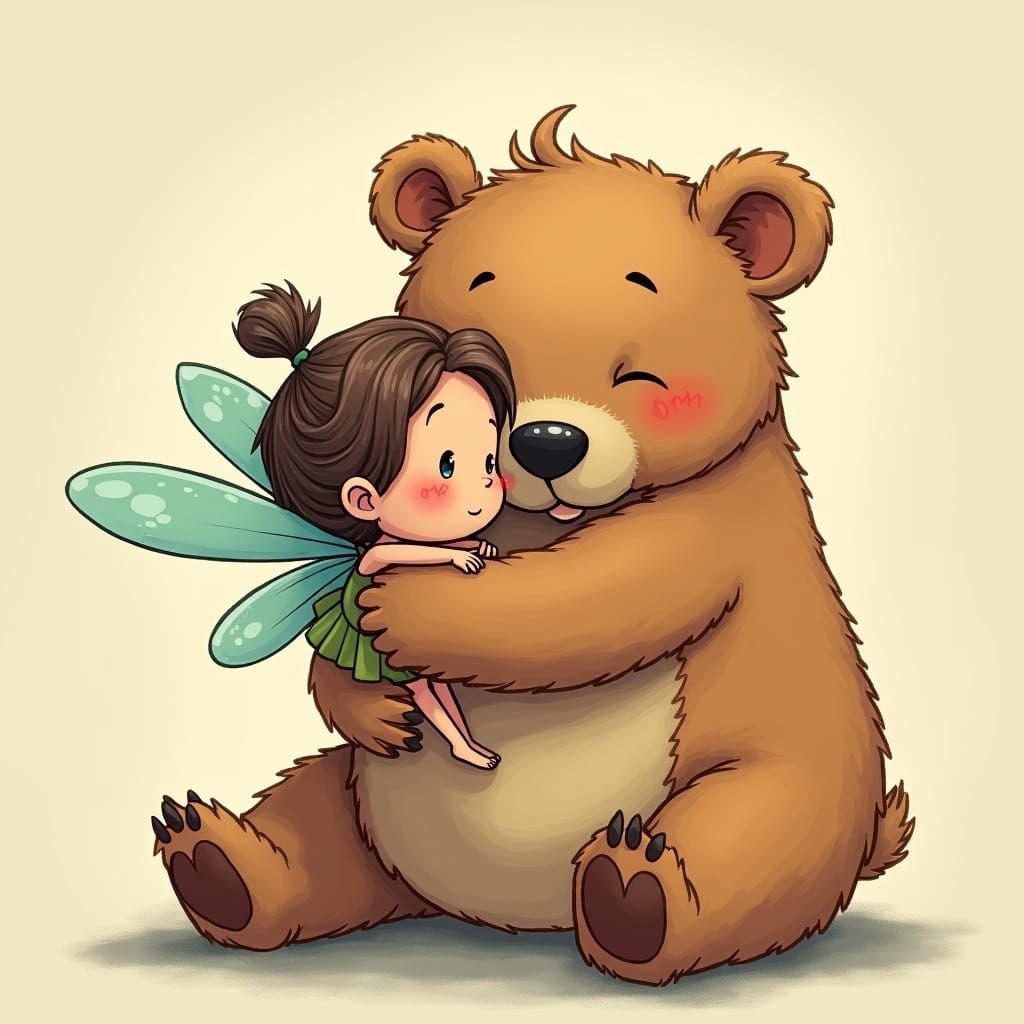 Fairy Hugging Teddy Bear in DJECO Style