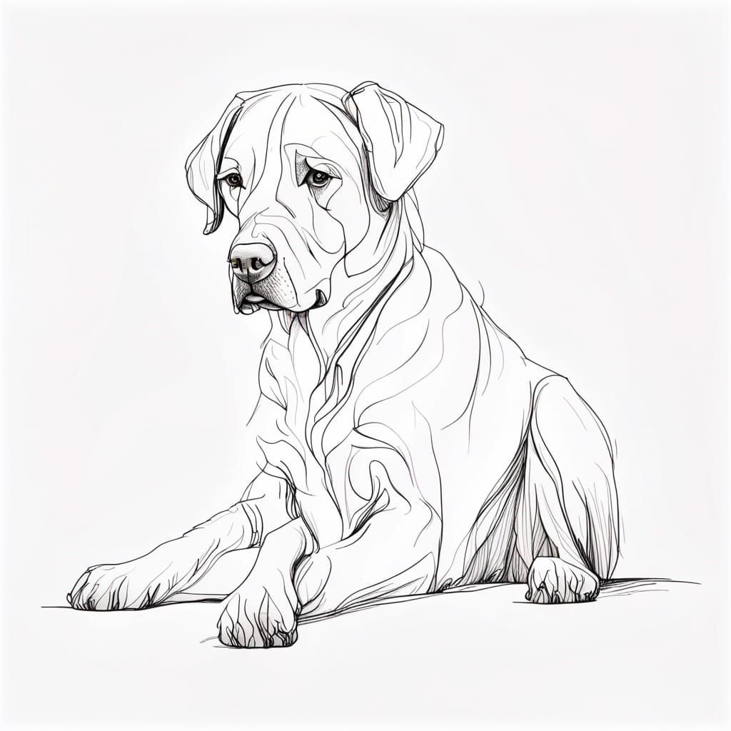 Minimalist Biro Line Drawing of a Dog