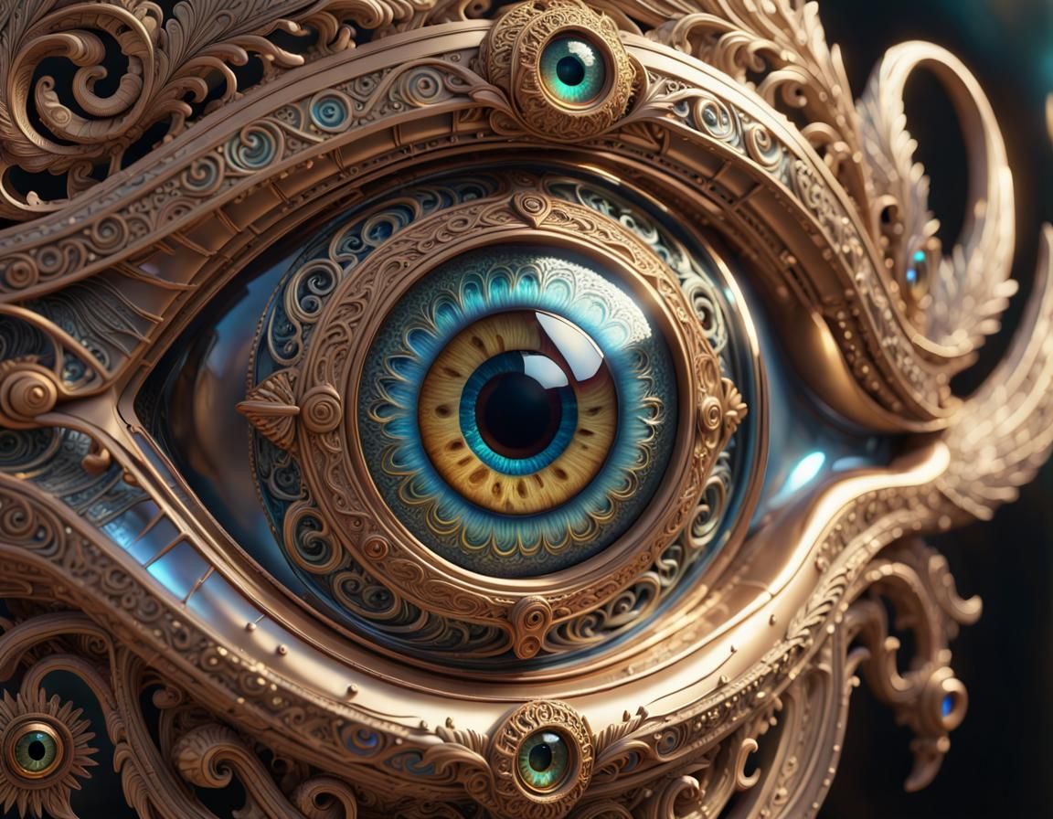 Ornate Metal Eye with Intricate Details