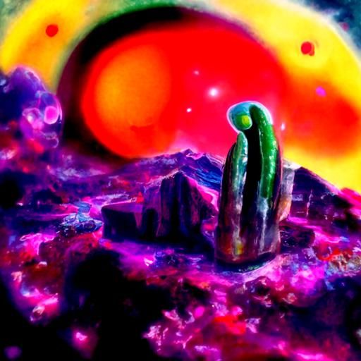 Surreal Cactus Christmas Party: Cosmic Astral Illustration