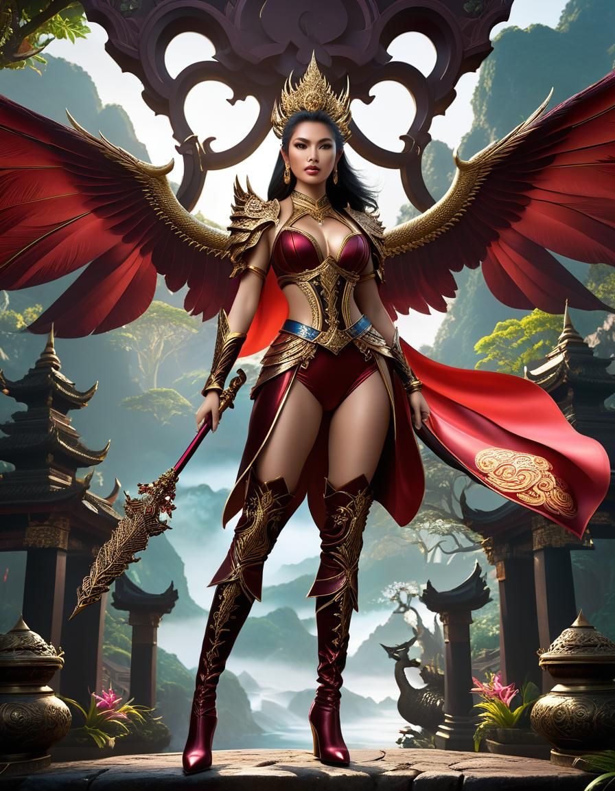 Detailed Thai Goddess Fantasy Concept Art