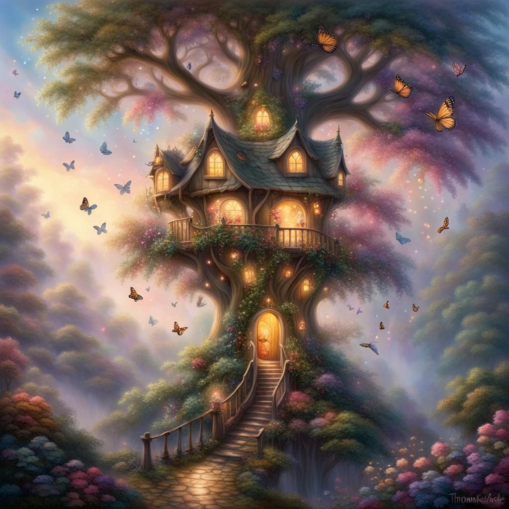 Enchanted Fairy Treehouse in Hyperdetailed Fantasy Style