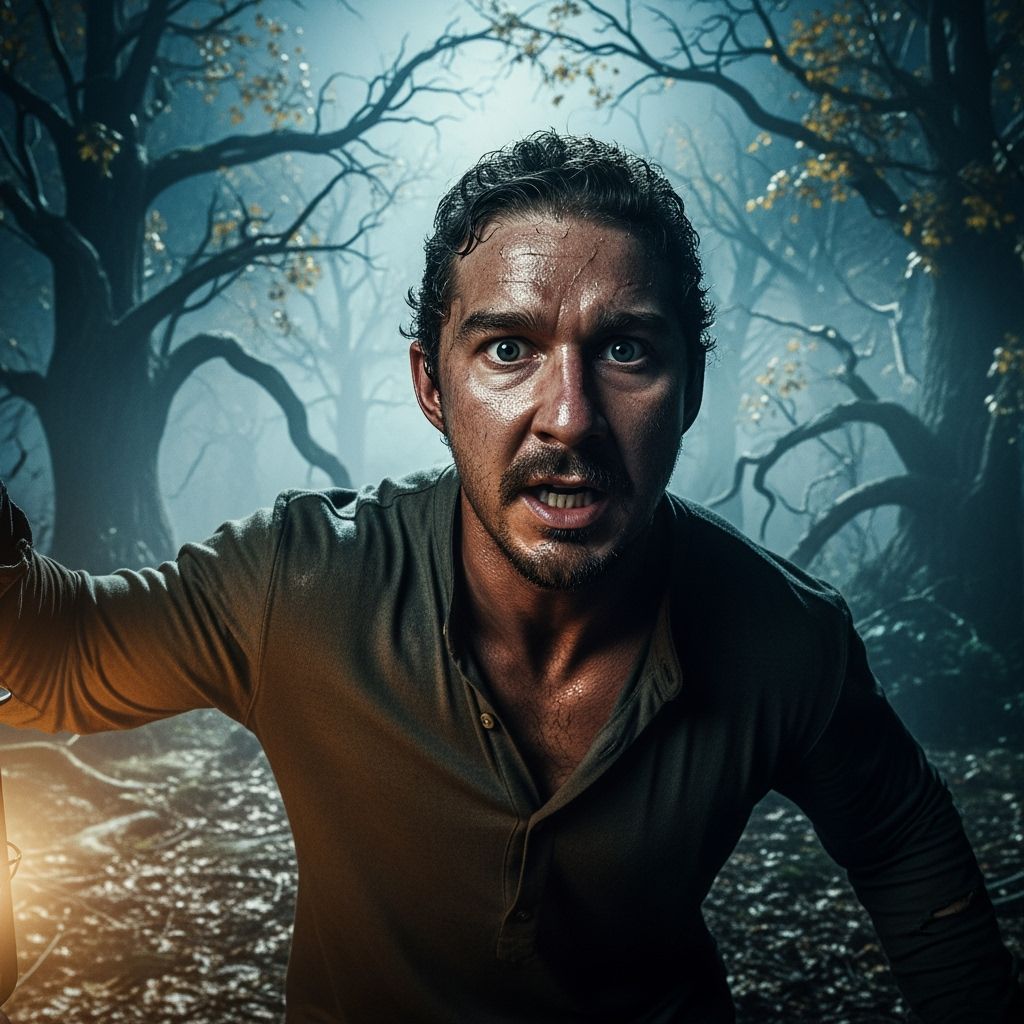 Shia LaBeouf as Deranged Character in Haunted Forest