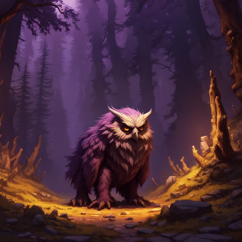 Elderly Owlbear in Dark Fantasy Style