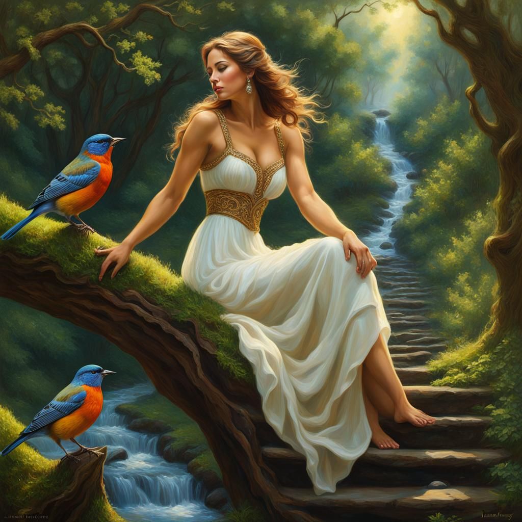 Lady on Stairway to Heaven, Digital Painting