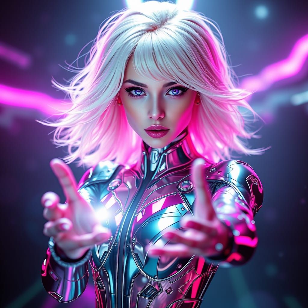 Ethereal AI Goddess Radiates Celestial Energy in Futuristic ...