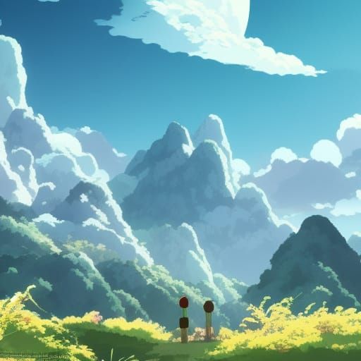 Dog Mountain in Anime Style by Makoto Shinkai