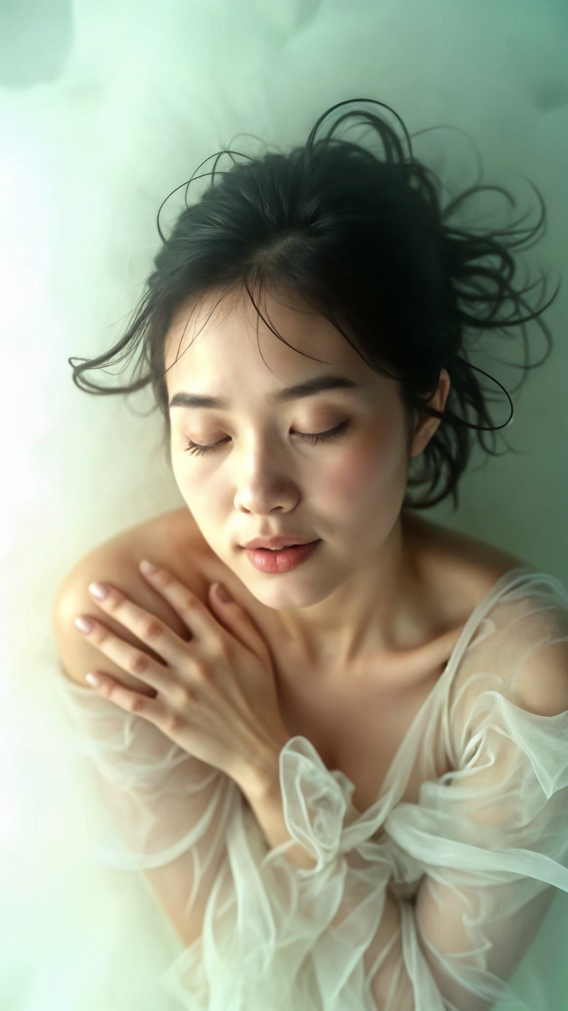 Dreamy Portrait of a Woman in Ethereal Void