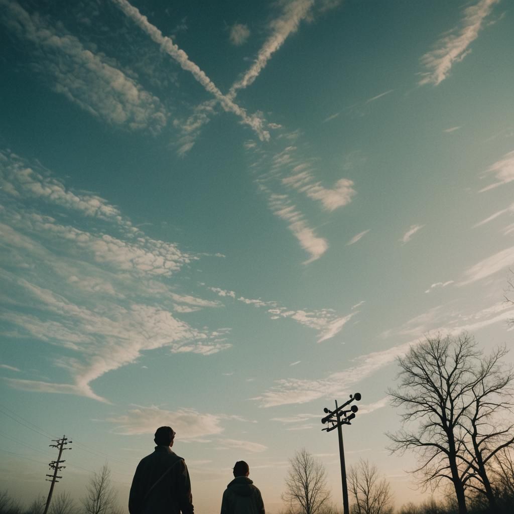 Dramatic Cinematic Film Still of a Figure Gazing Skyward