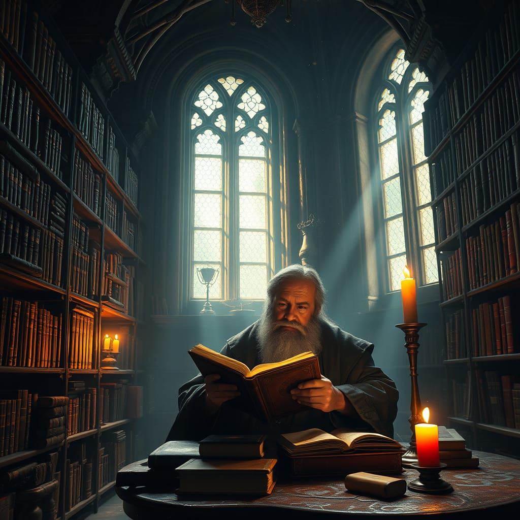 Hidden Temple Library: Hyperrealistic Render in Warm Colors