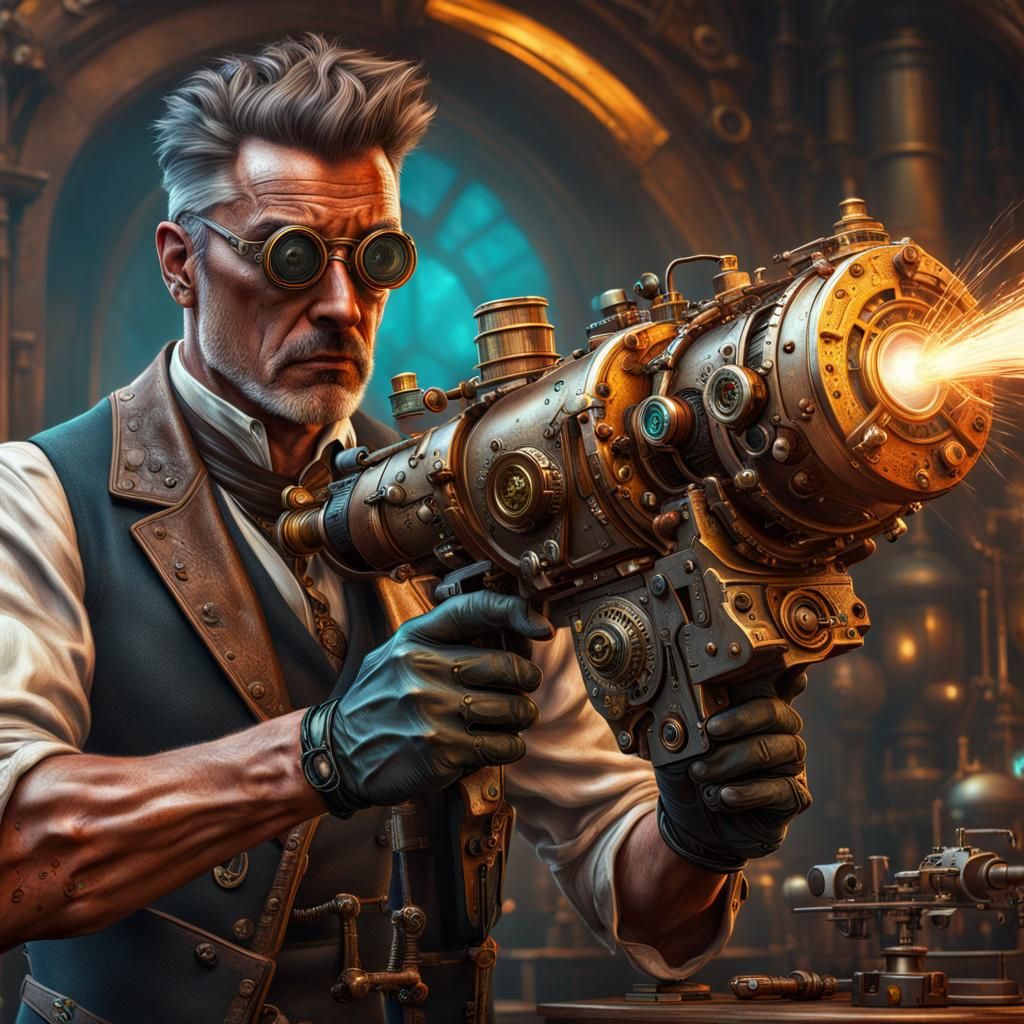 Steampunk Ray Gun in Cinematic Realism