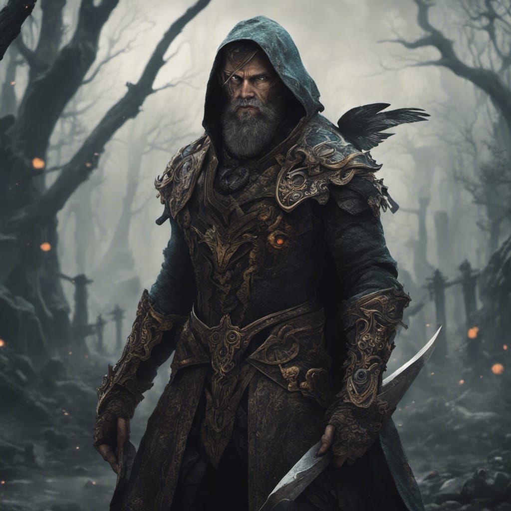 Fantasy Rogue with Face Covering, Detailed Matte Painting