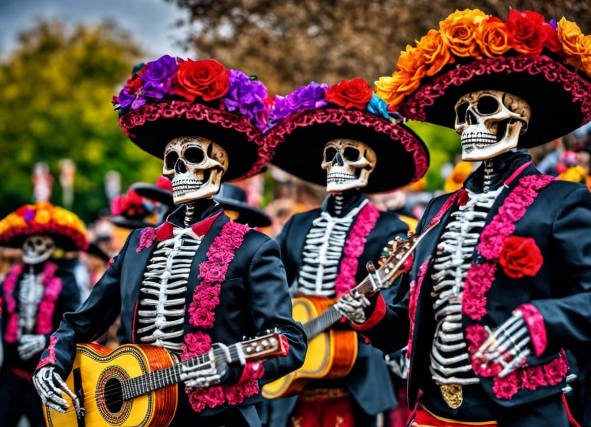 Day of the Dead Mariachi Skeletons Parade