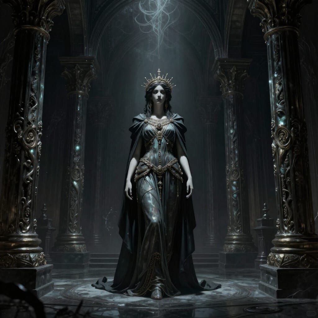Gothic Goddess Pesophony in Hades' Dark Underworld Palace