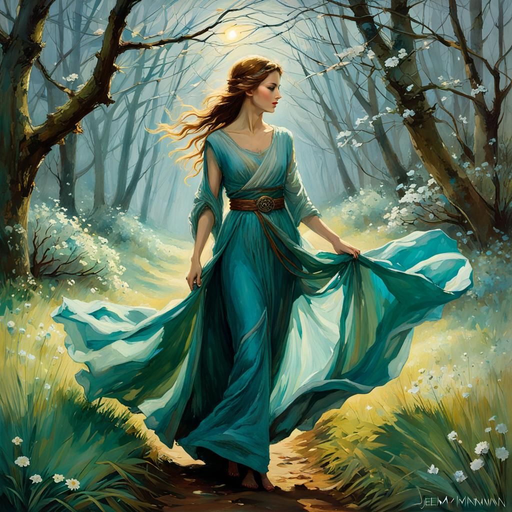 Watercolor Portrait: Snowy Spring Morning with Blue Eyes