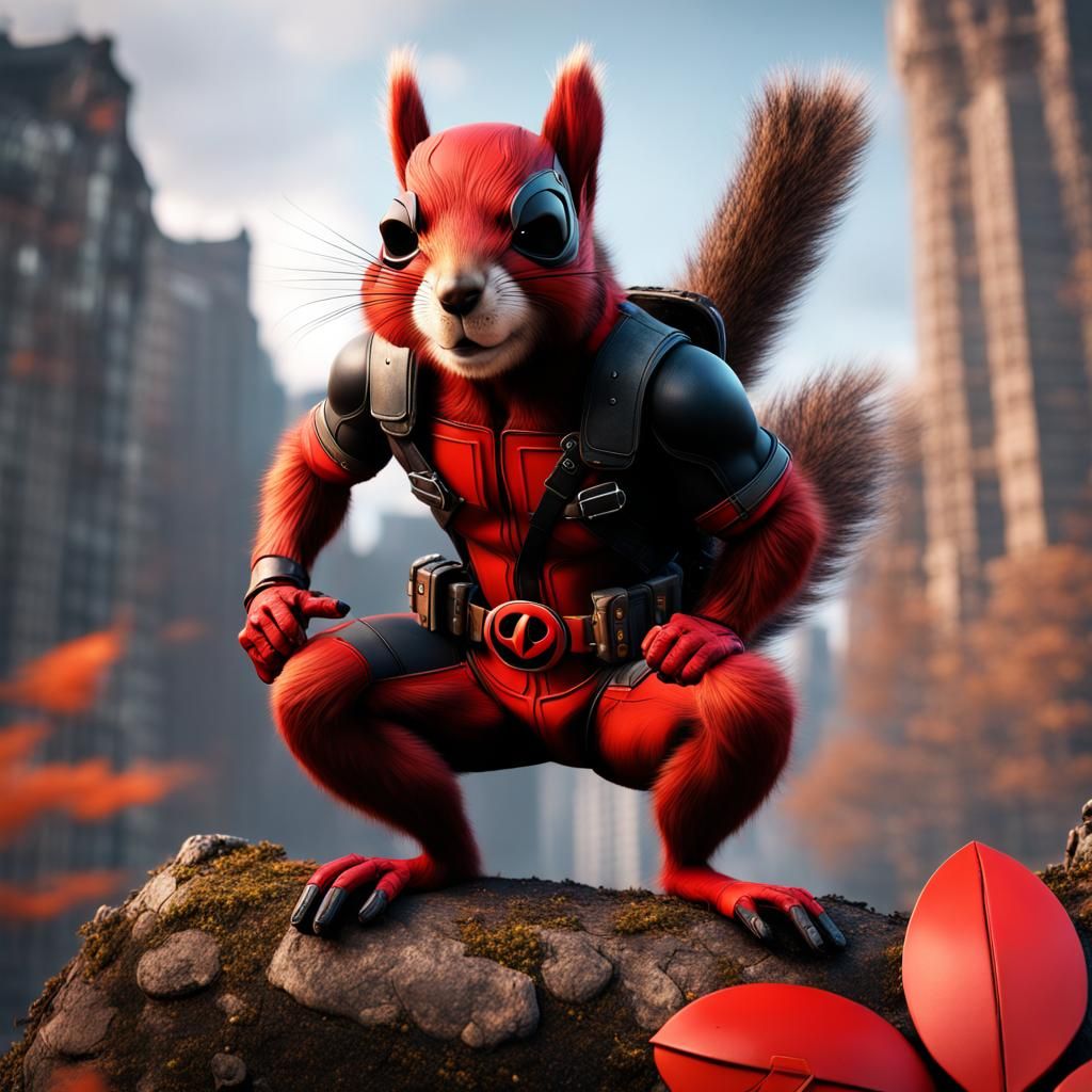 Squirrel Deadpool: Detailed Matte Painting