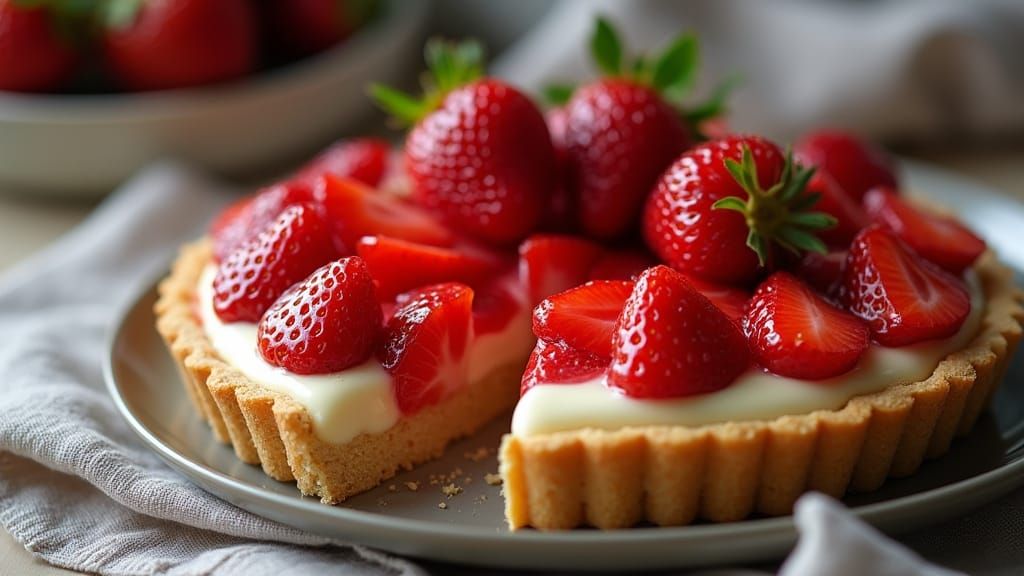 Glossy Strawberry Tart with Vanilla Custard