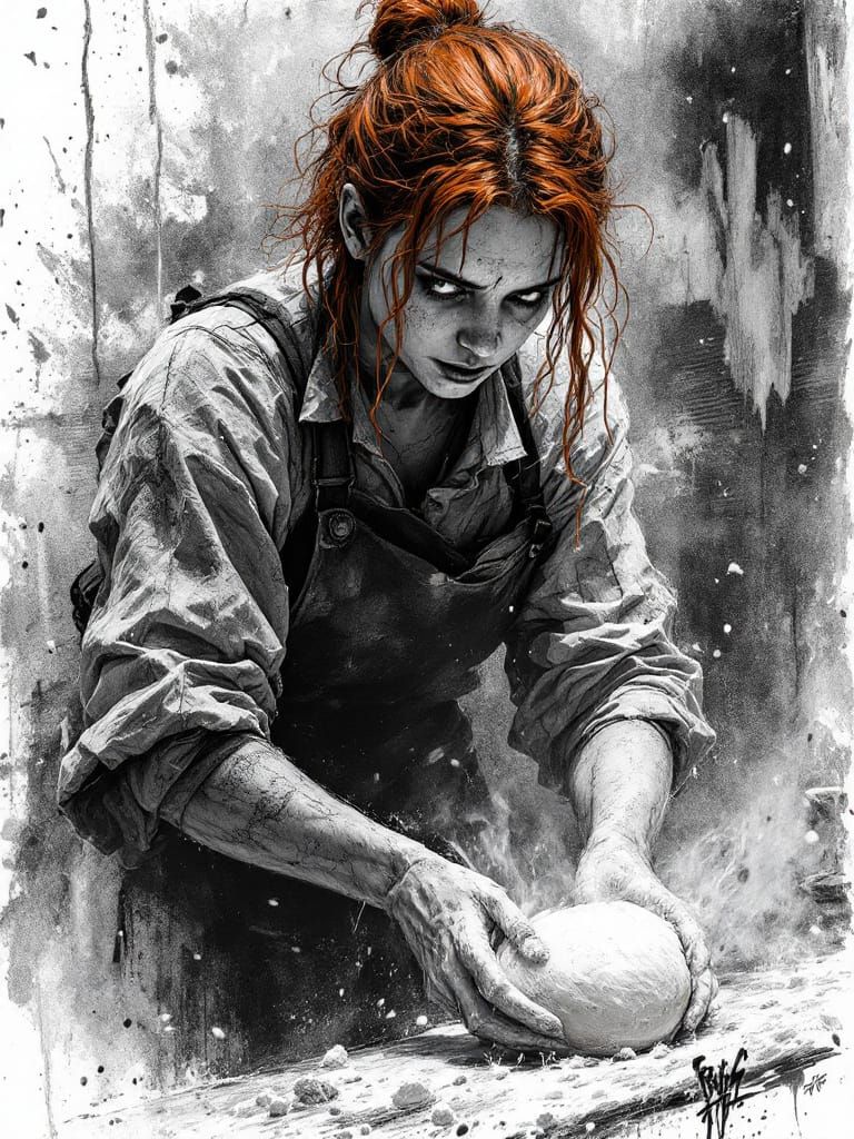 Redhead Baker in Post-Apocalyptic Kitchen