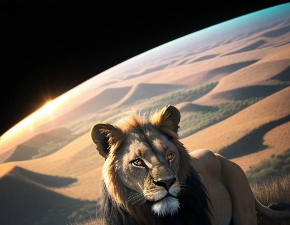 Majestic Lion Cub in Golden Savannah Light