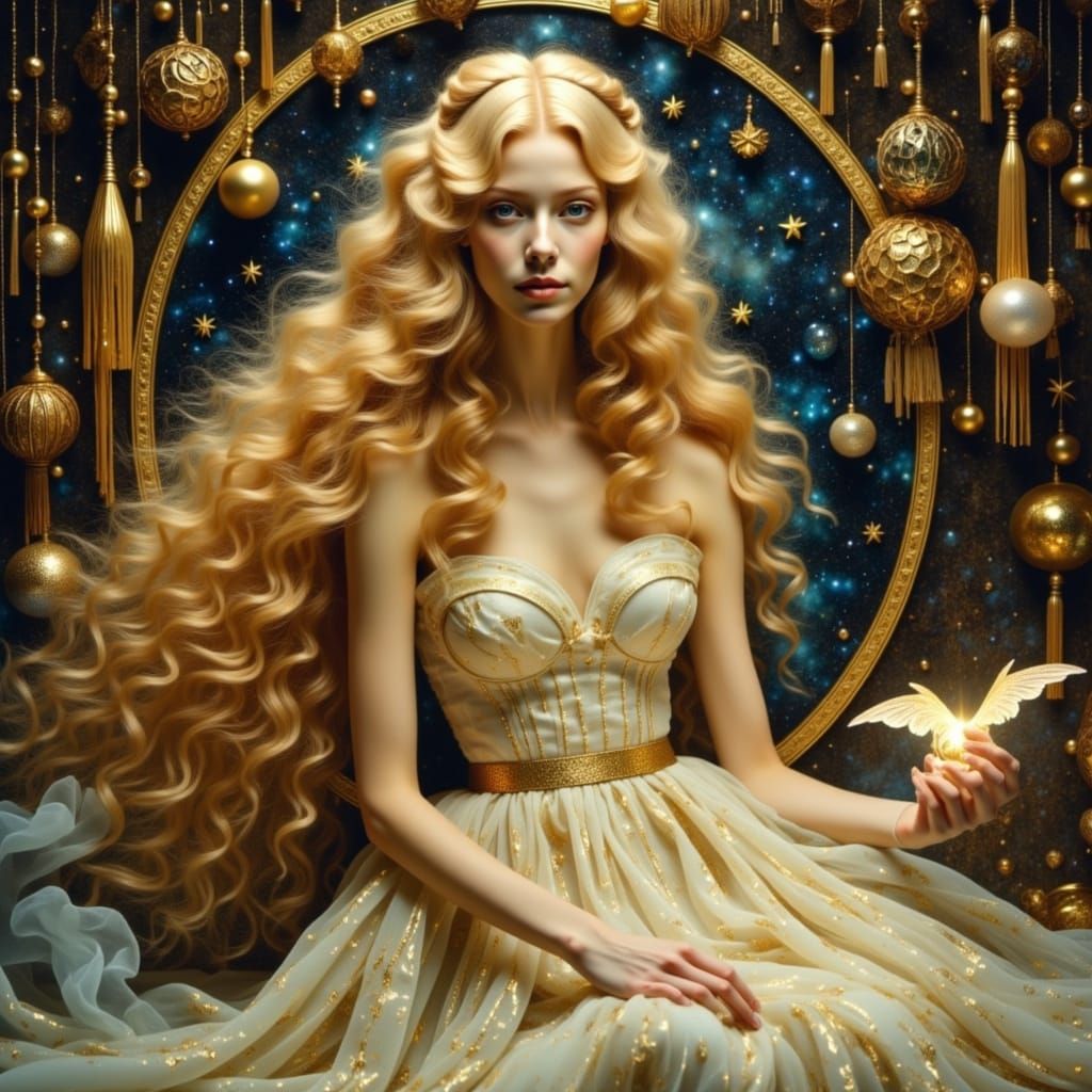 Celestial Seamstress in Art Nouveau Atelier