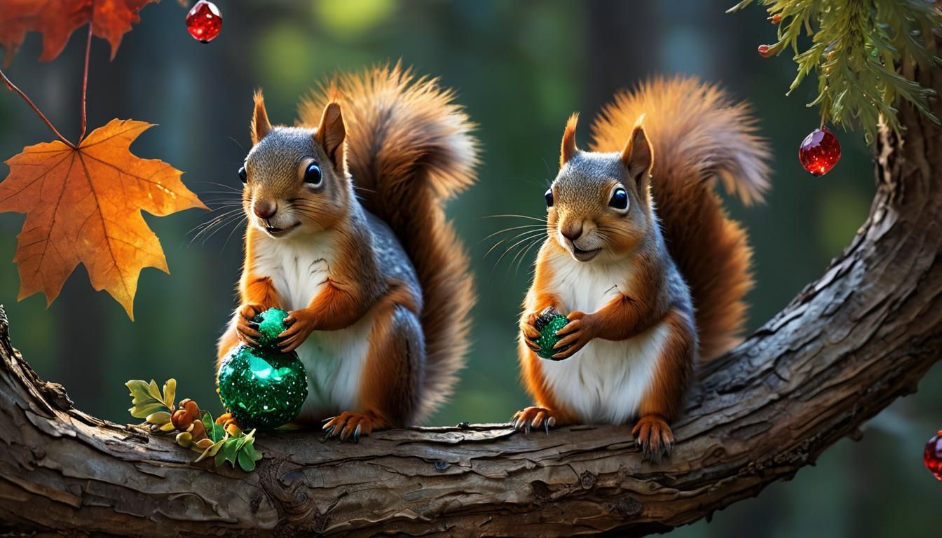 Squirrel with Emerald Nut: Fantasy Macro Photography