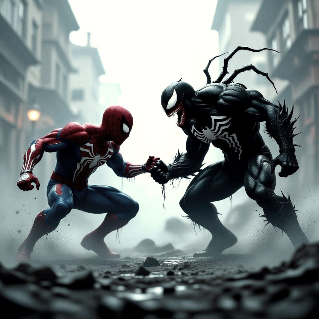 Spiderman vs. Venom: Post-Apocalyptic Battle