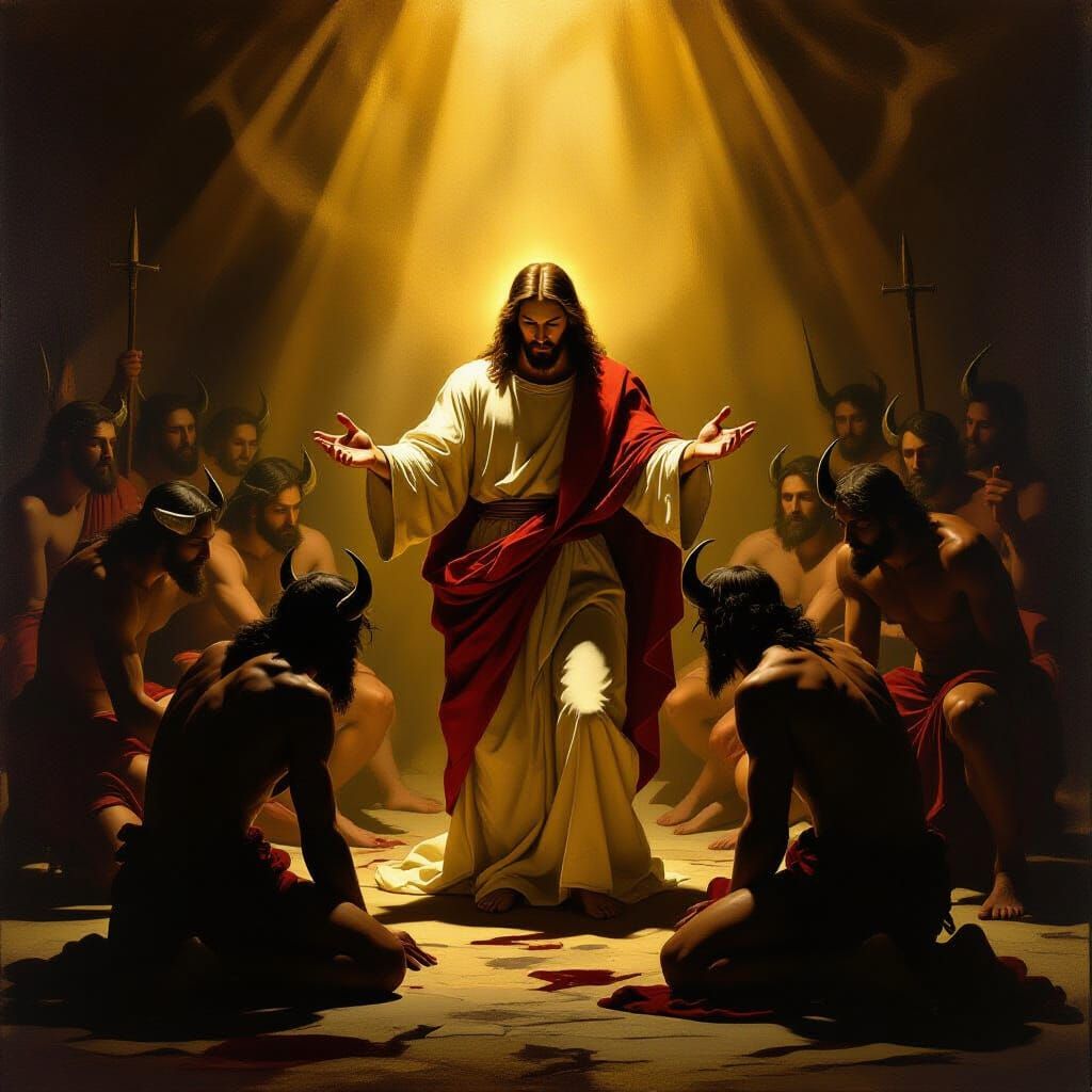 Jesus Triumphs Over Demons in Baroque Masterpiece