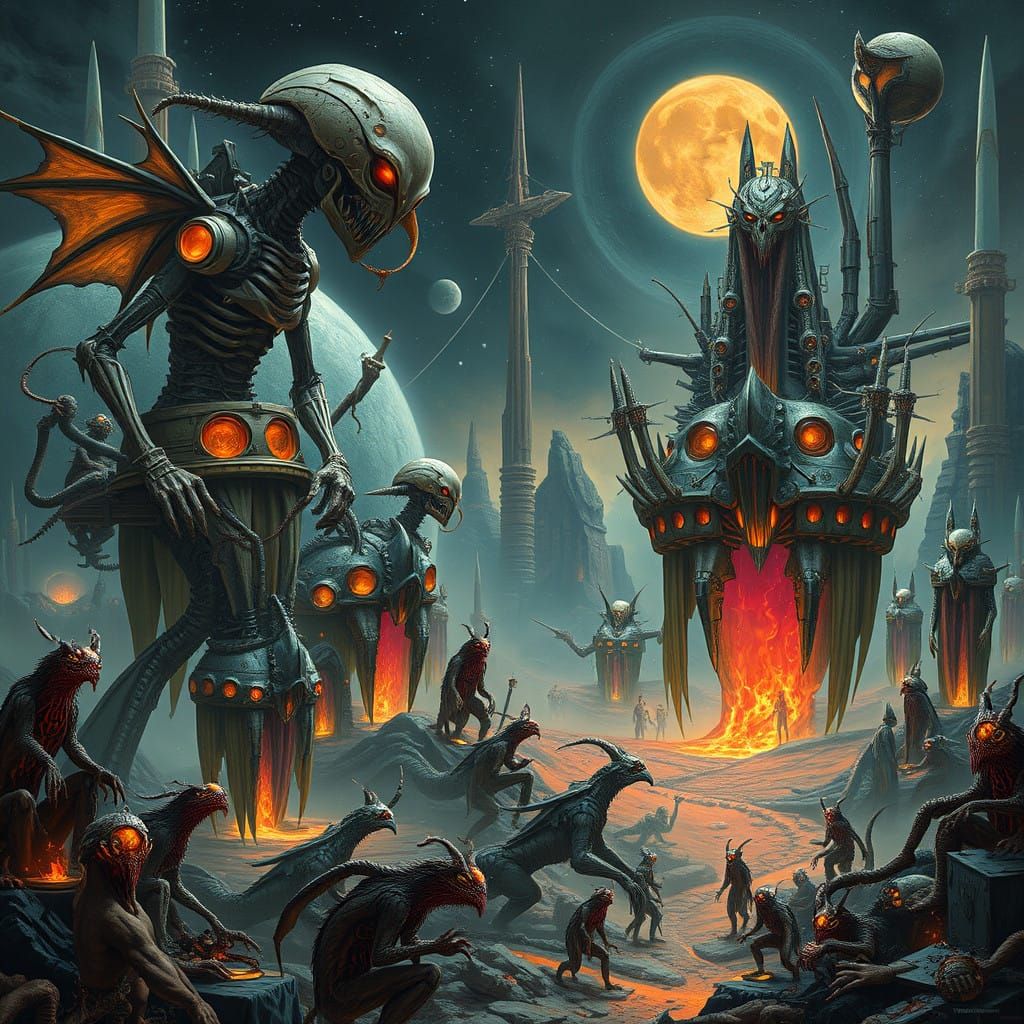 Cyberpunk Realm of Nightmares in a Dystopian Abyss