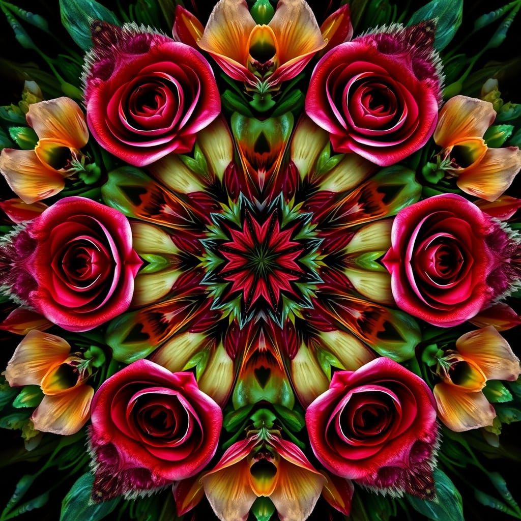 Kaleidoscopic Flowers in Bold Colors